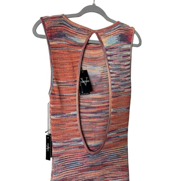 NWT Vertigo Knit Maxi Orange Pink Sweater Dress Bodycon Size L - Picture 8 of 11